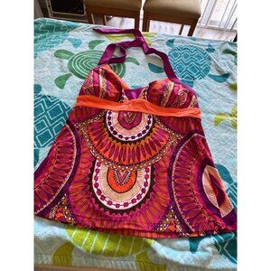 prAna Sakti Swimwear Tankini Top Multicolor Abstract Geometric Size Medium